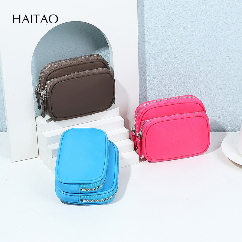 2025 nuevo tipo con muñeca impermeable nylon doble capa multifuncional bolso de tarjetas bolso de llaves bolso