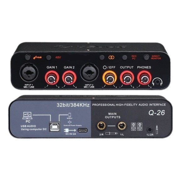 Tarjeta de Sonido USB para Grabación Modelo Q26 Plug and Play para Transmisión en Vivo