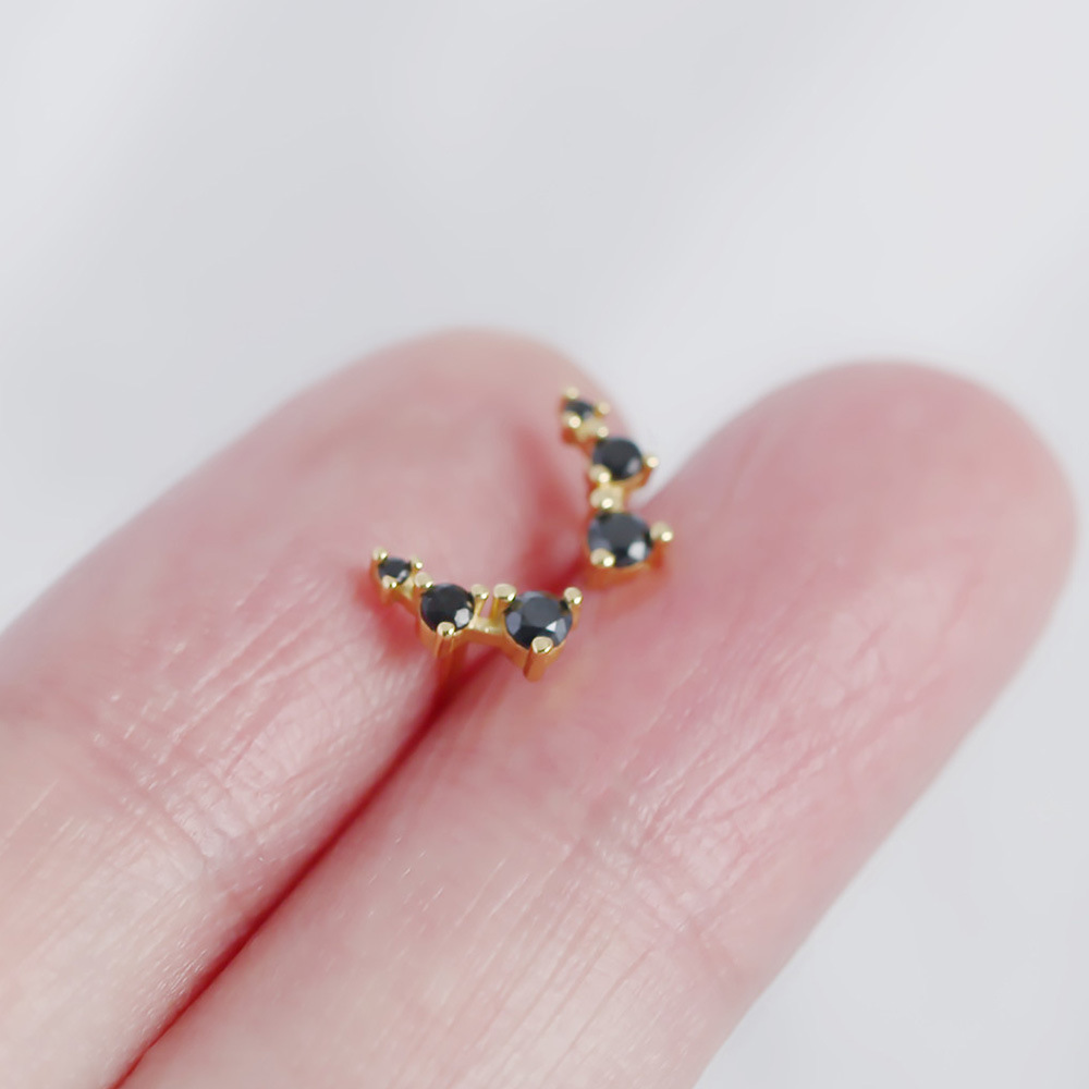 925 Sterling Silver Ear Needle Material 18K Real Gold Plated, Platinum Plated Plating Material 1 Pair Silver Rhinestones Geometric Ear Studs
