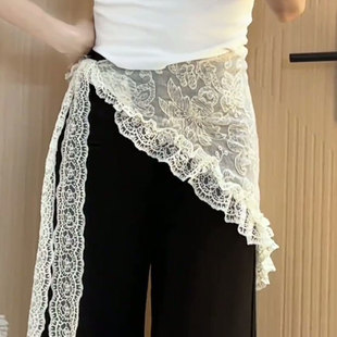 2025 New Korean Style Layered A-Line Skirt for Small Women with Triangular Straps and Lace Butt Curtains Layered at the Hem