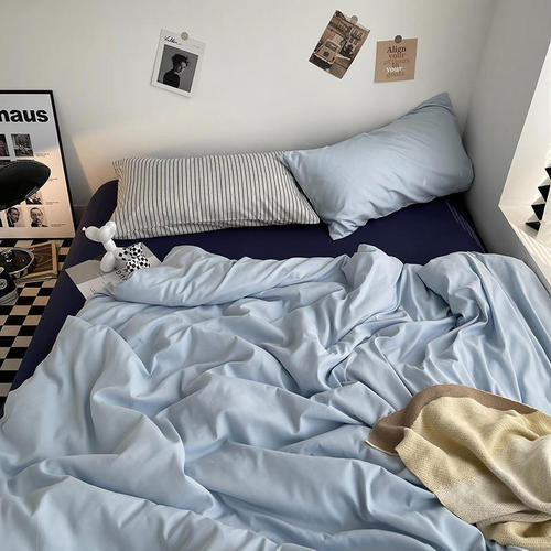 ins bed sheet four-piece set skin-friendly quilt cover quilt sheet bed sheet dormitory washed cotton bedding three 4