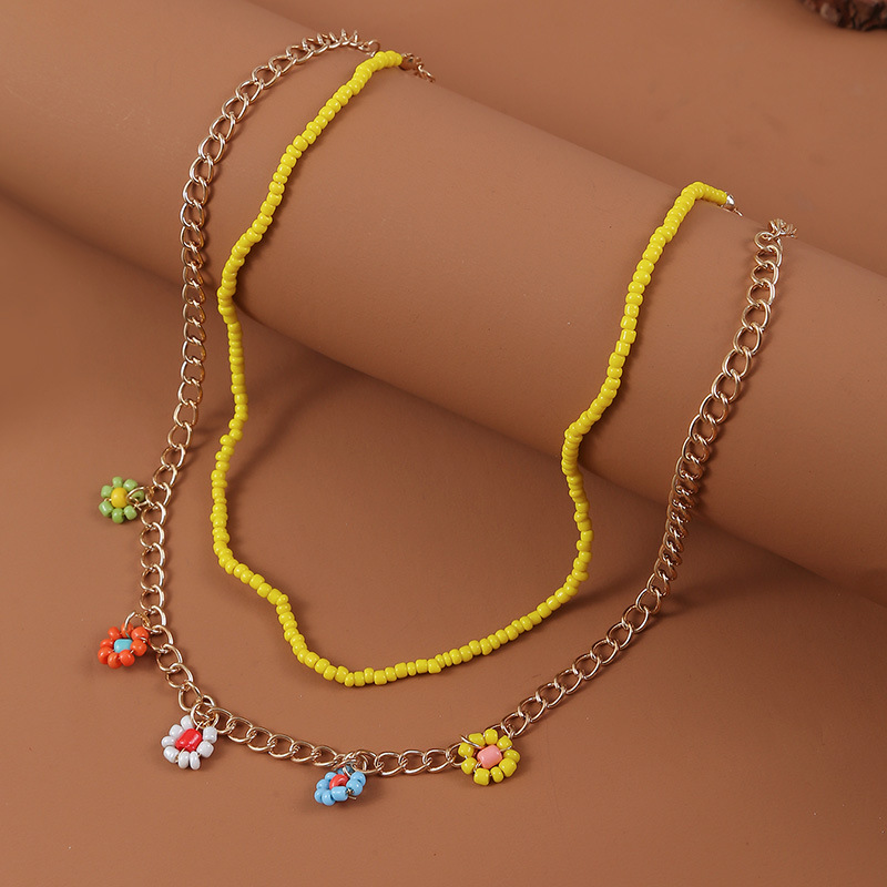 Grohandel Schmuck im bhmischen Stil handgewebte Perlen Blumenanhnger mehrschichtige Halskette nihaojewelrypicture4