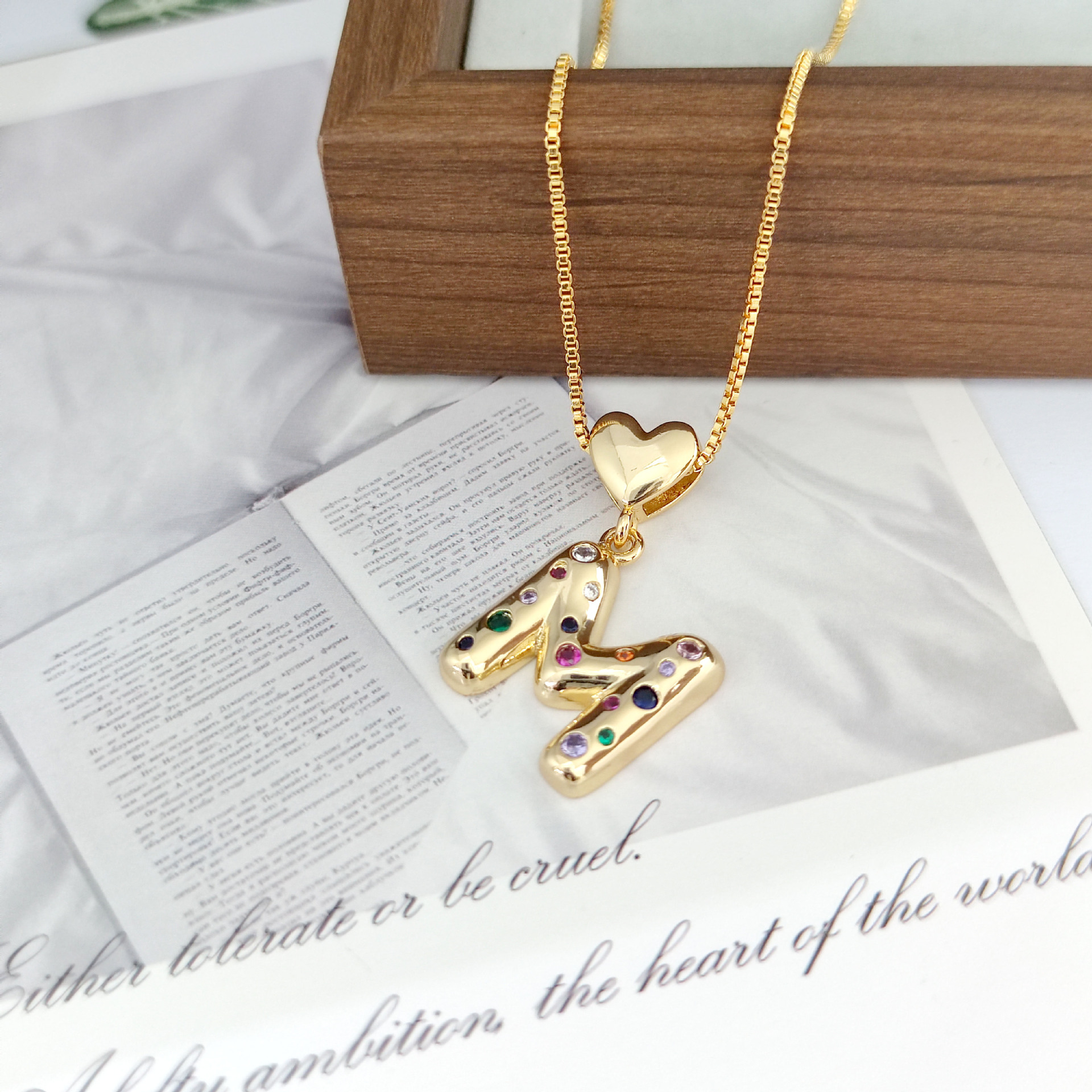 12g Weight Copper Pendant Material Zircon Inlay Material Pendant Necklace Classification Copper Chain Material 1 Piece Quantity Holiday, Daily Occasion Copper Material Letter, Heart Shape Pattern Women's Gender Inlay Design Simple Style Style Copper Inlay Letter Heart Shape Zircon Pendant Necklace 16