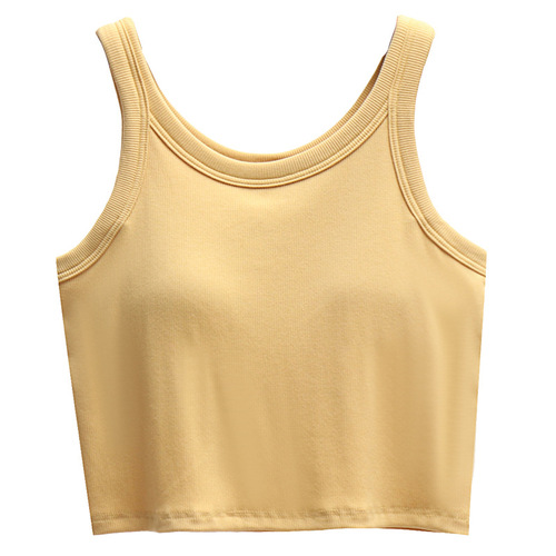 Women's summer short navel-baring sling yoga sports vest with breast pads for inner wear, sleeveless top for outer wear