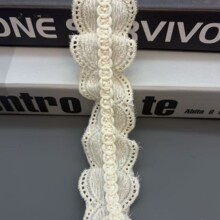 法式复古花朵刺绣蕾丝花边米白色波浪边服装辅料DIY手工材料