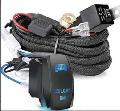 Car modification 12/24V universal fog light switch wiring harness high-power LED strip light work light switch wiring harness (Power supply, ignition system accessories) - yacht-wiring-harness