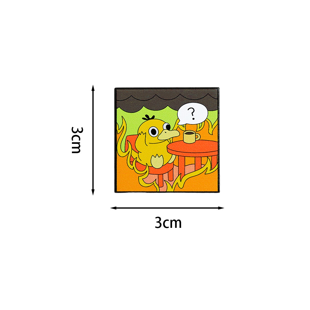 Cute Duck Anime Brooch House on Fire Enamel Pin Confused Animal Badge Accessories Gift for Friends