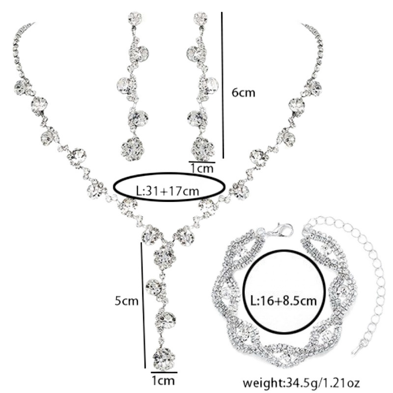 bridal set accessories necklace bracelet earrings three piece set high end jewelry set dress versatile jewelry_voghion.com