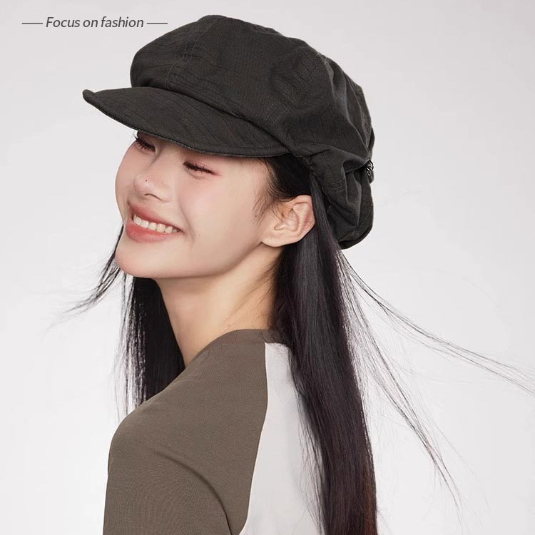 (2개) 면화와 리넨 통기성 뉴스 보이 모자 여성의 봄과 여름 화가의 모자 베레 영국 복고풍 대형 얼굴-작은 구름 모자를 보여주는