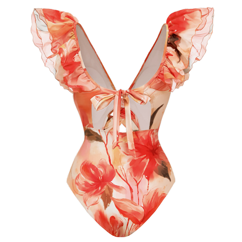 245g Weight Nylon, Polyester Fabric Type One-Piece Swimsuit Tops Type Swimming Pool, Beach, Swimming Occasion Printing Pattern Women's Gender Women's Vacation Printing 1 Piece 2 Pieces Set One Piece Swimwear 5