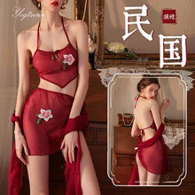 夜琴情趣内衣性感古风汉服套装诱惑纯欲轻纱肚兜式胸罩三件套7449