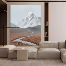 手绘油画《潜入山野》抽象侘寂风极简客厅装饰画立体肌理风景挂画