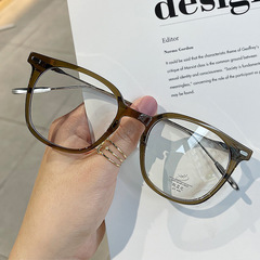 Small Red Book Style Chestnut Brown Eyeglass Frame for Women, Makes You Look Good, Suitable for Plain Face, Men, Literary and Fashionable, Anti-Blue Light, Non-Prescription, Trendy