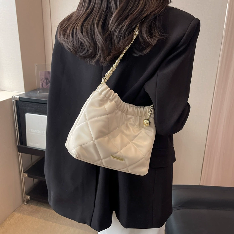 Shoulder bag summer one-shoulder, quilted diamond pattern with chain strap, leisure style