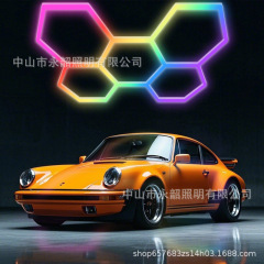 クロスボーダーRGBハニカムライト車4S店ステーションライト防水ワイドLED洗車ライト110V六角カラフル雰囲気