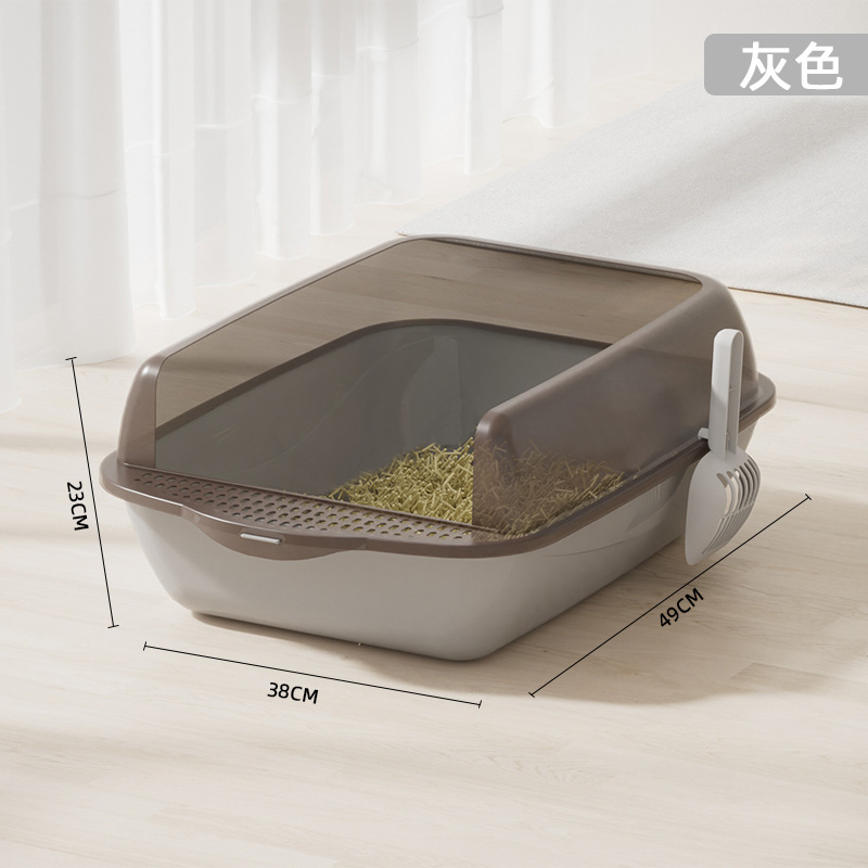 Gran caja de arena para gatos semicerrada para evitar salpicaduras externas, fácil de limpiar, pañales para gatos, pala, fábrica de inodoros para gatos