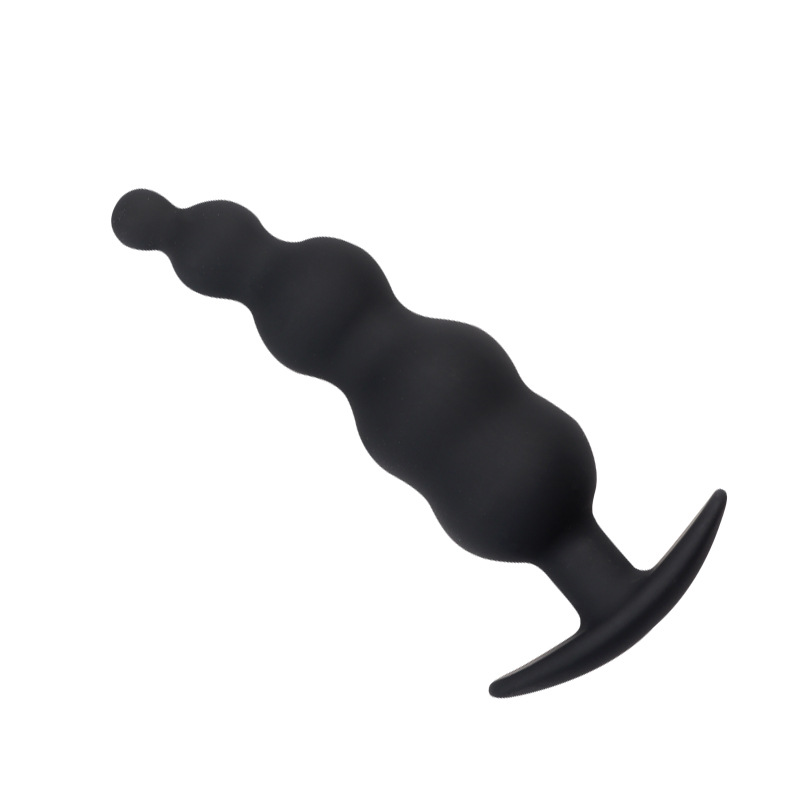Silicone Anchor Curved Anal Plug with Five Beads, Manual Non-Vibrating Expansion Toy — detail image 8