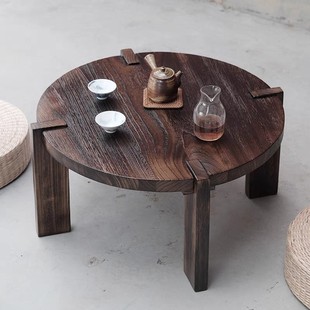 Wabi-Sabi Style Home Zen Bay Window Solid Wood Small Table Tatami Coffee Table Kang Table Old Elm Kang Table Low Table