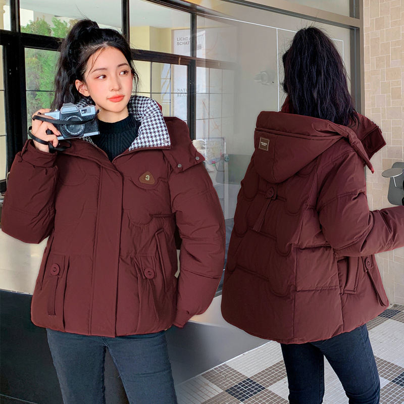 Transfronterizo corto de algodón mujer 2024 invierno nuevo encapuchado desmontable chaqueta de algodón de pluma casuales suelta chaqueta de algodón gruesa image 3