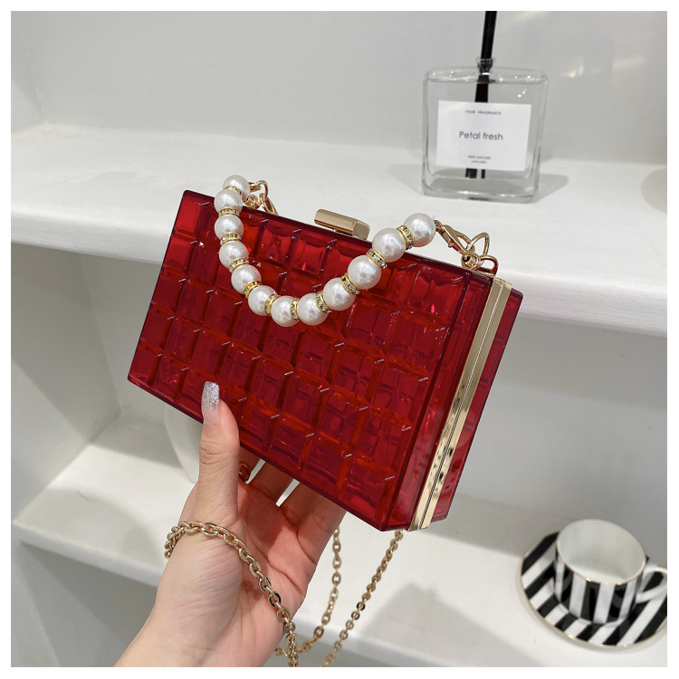 Fashion Solid Color Transparent Pearl Handle Messenger Bag display picture 11