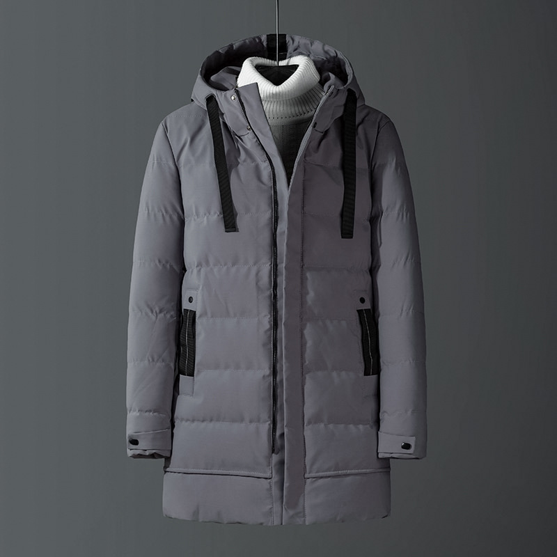 Hooded Thickened Cotton-padded Men's Medium And Long Cotton-padded Jacket Men's Large_viptrois.com