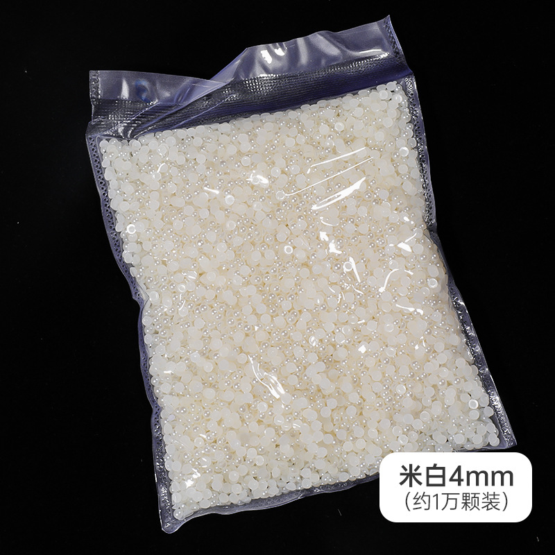 Manicuría semicircular con base plana de perlas decoraciones de arroz blanco puro blanco brillante no se desprende de la piel joyas de manicuría 11 mil paquetes al por mayor