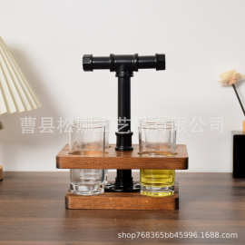 现货实木托盘酒杯架实木威士忌酒架带手柄置物架厂家木质酒杯架