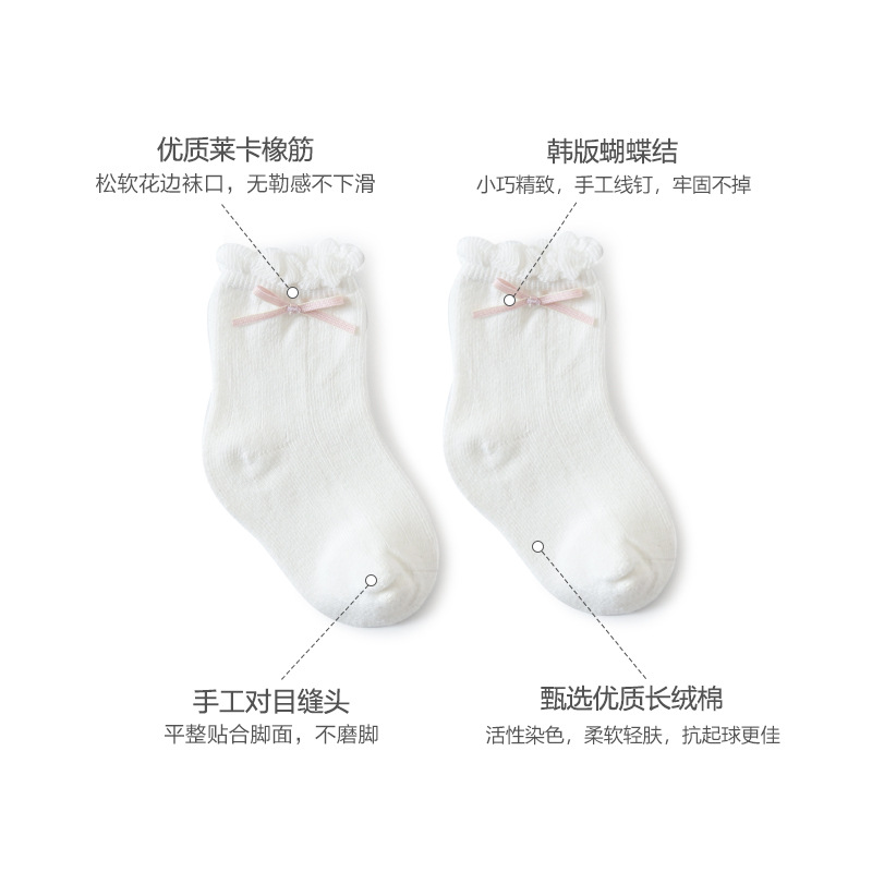 21 primavera y otoño nuevo bebé calcetines princesa encaje bebé calcetines peinado algodón hija calcetines de los niños sin hueso calcetines sueltos