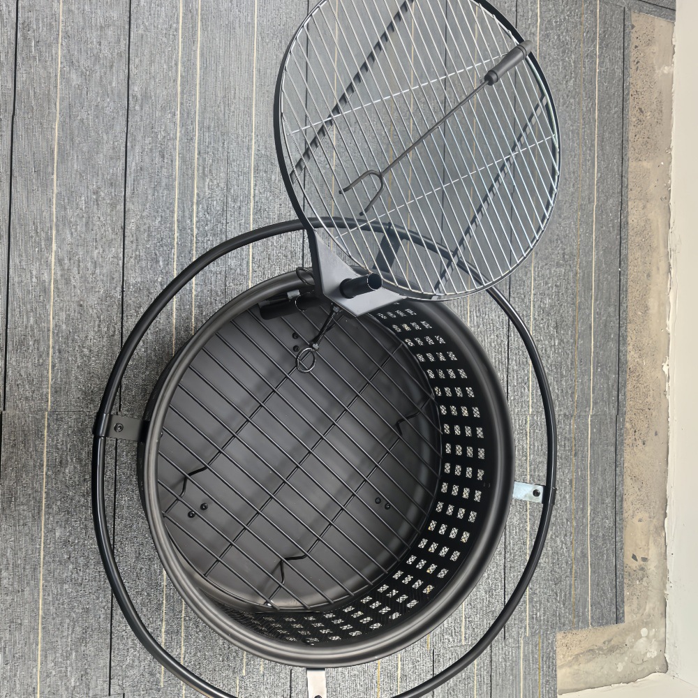 Patio brasero estufa de calefacción al aire libre parrilla giratoria estufa de parrilla multifuncional cerca de la estufa para hacer té parrilla de doble capa