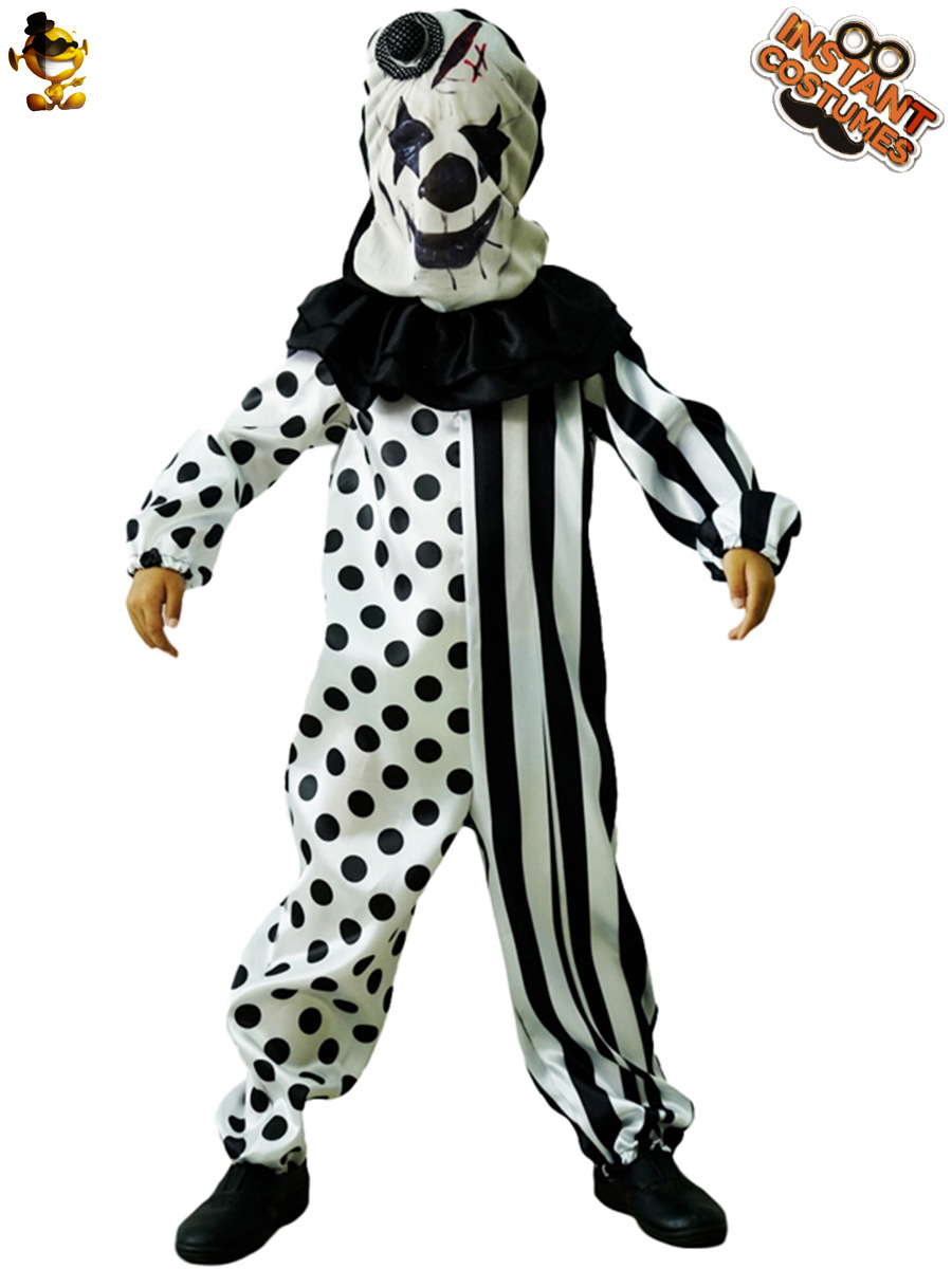 De Halloween videojuego demonio payaso traje de los niños pequeños blanco y negro matando payaso partido etapa traje image 4