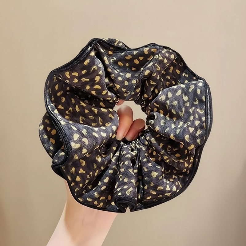 376 желтая резинка для волос в горошек 16см