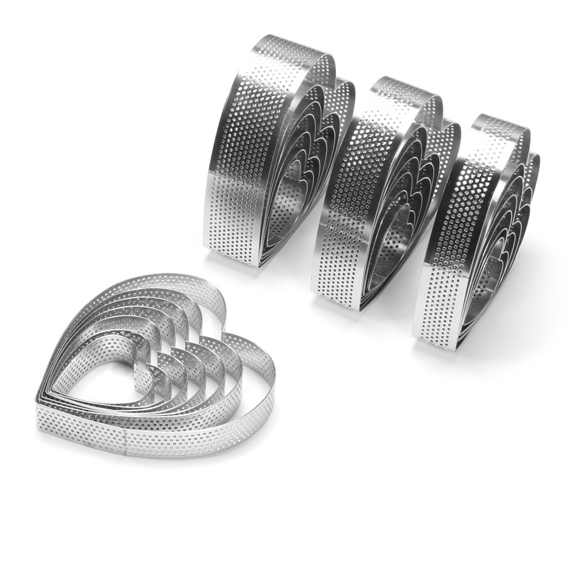430 stainless steel punching heart-shaped tower ring French fruit tart mold love mousse cake mold baking tools