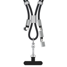 新款多功能二合一充電登山掛脖60W編織可鐳雕LOGO手機掛繩數據線