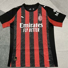 2526 新しい AC ミラン ファン バージョン ホーム アウェイ ジャージ半袖サッカー ジャージ速乾性通気性スリム フィットで発送可能