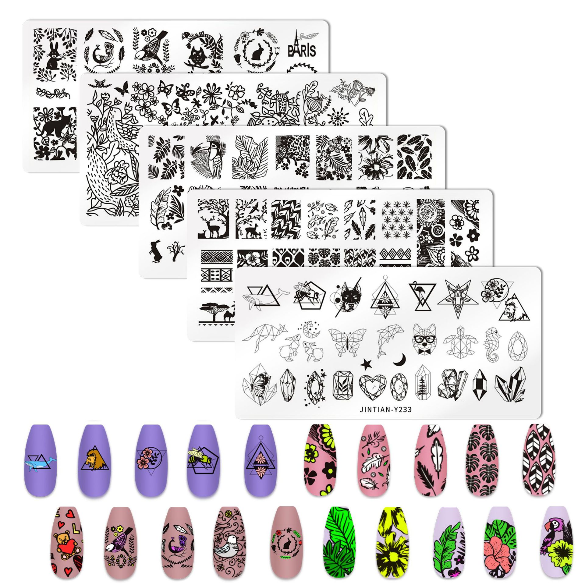 Cross-Border Printing Suit Seal Printing Steel Plate Nail Polish Free Painting Manicure Implement Full Set Wholesale