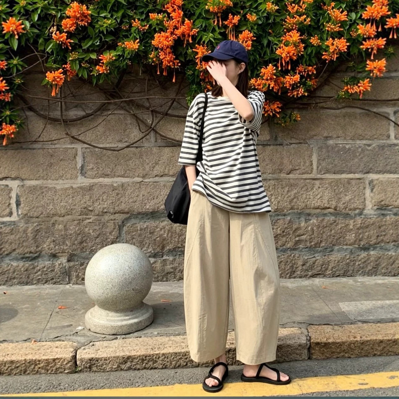 2026 Summer Thin Quick-Dry Casual Pants for Women, New Korean Style Loose and Stylish Design, Slimming and Trendy Curved Pants 2026 Summer Thin Quick-Dry Casual Pants for Women, New Korean Style Loose and Stylish Design, Slimming and Trendy Curved Pants