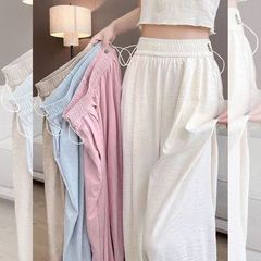 小柄な女性向けの夏用薄手スタイル、ゆったりとした夏用ミルクカジュアルロングパンツ、アウターパンツ、女性用ワイドレッグパンツ、クロスボーダー限定