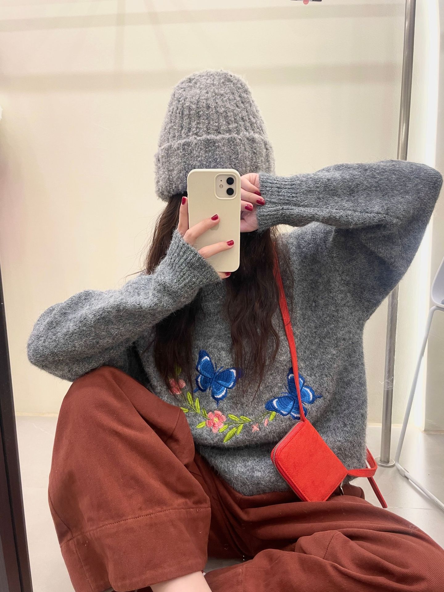 24 invierno Puyuan mariposa bordado suéter mujer Jacquard retro japonés camisa de punto otoño 2024 image 8