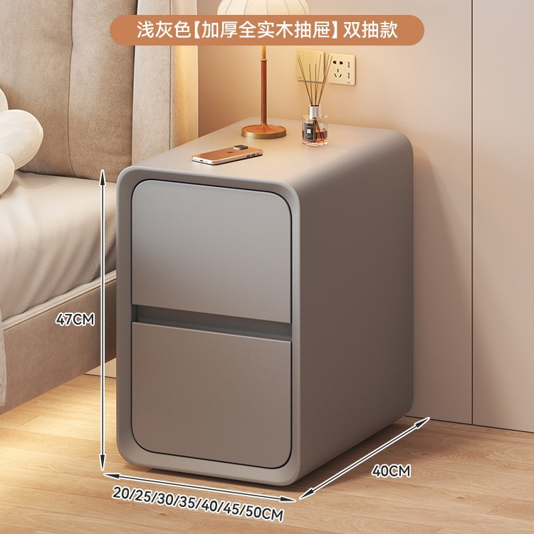 Cabina de cabecera de cama de aire de crema dormitorio pequeño ultra estrecho de hendidura cabina de lado de la cama sin instalación de cabina de almacenamiento de varios cajones dobles