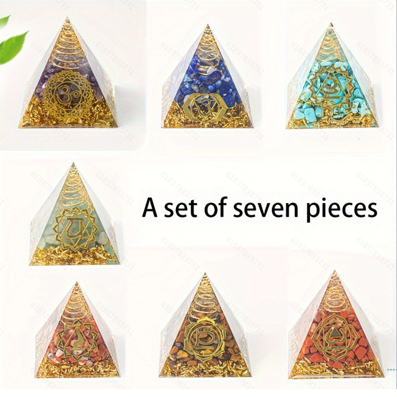 Pirámide de 5 cm de cristal natural, pirámide de epoxi, adornos de decoración para el hogar y la oficina