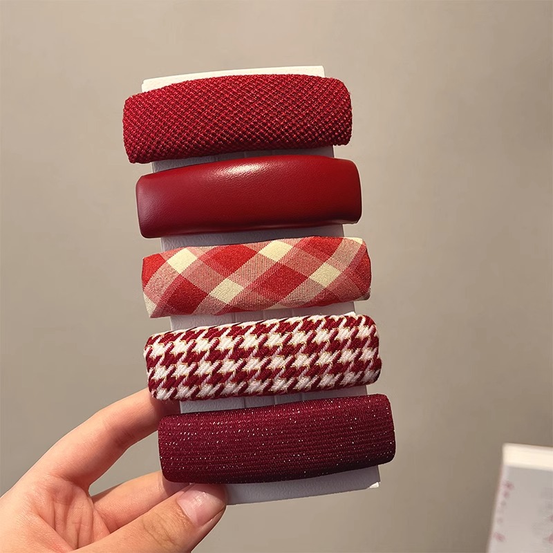 wine red bangs bb clip women's forehead broken hair side hairpin high-grade head broken hair clip temperament headdress 3