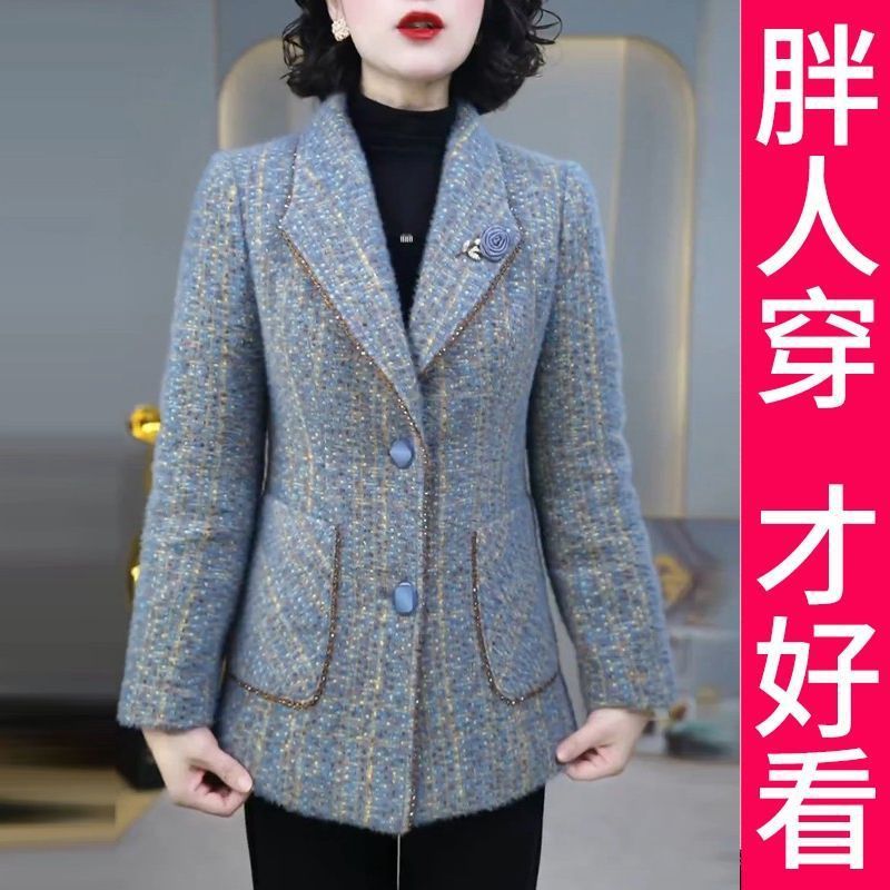 200kg High-End Plus Size Exquisite Cotton-Lined Thick Wool Coat, 2026 Winter New Style, Slim Fit, Warm and Flattering