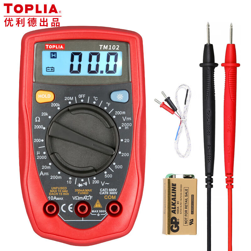 拓利亚 迷你型数字万用表 高精度测温防烧数显万用表 TM101(电池)