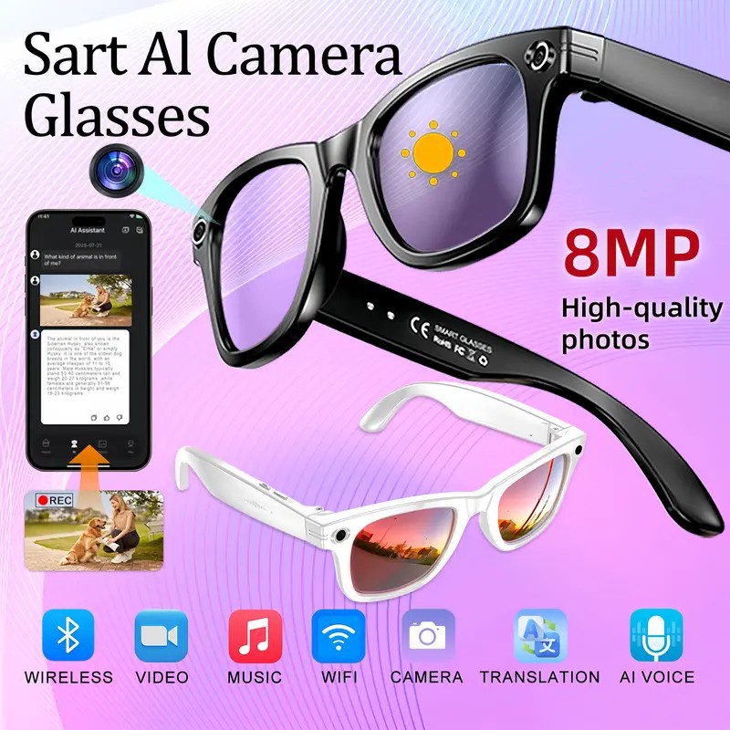 New Cross-border High-definition 800w Ai Smart Glasses With Camera, Ai...