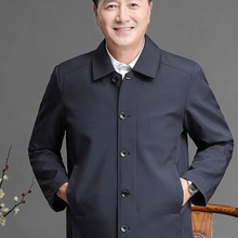 春秋中老年爸爸外套春装男士夹克衫翻领上衣70岁老人爷爷薄款衣服