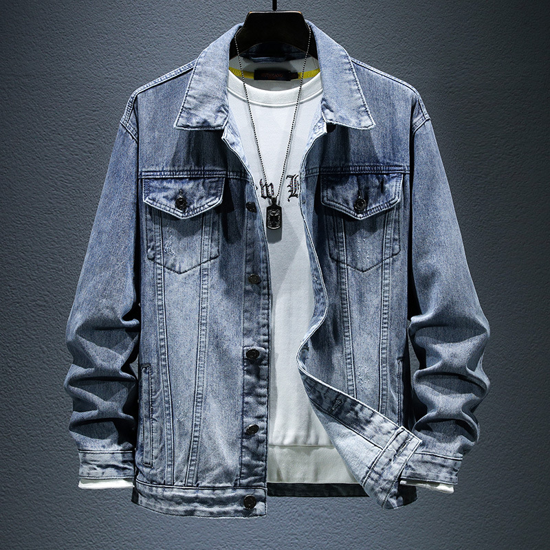 Giacca da lavoro slim fit da uomo per la primavera 2022, cappotto in denim ricamato, top stampato, marchio di tendenza europeo e americano._voghion.com