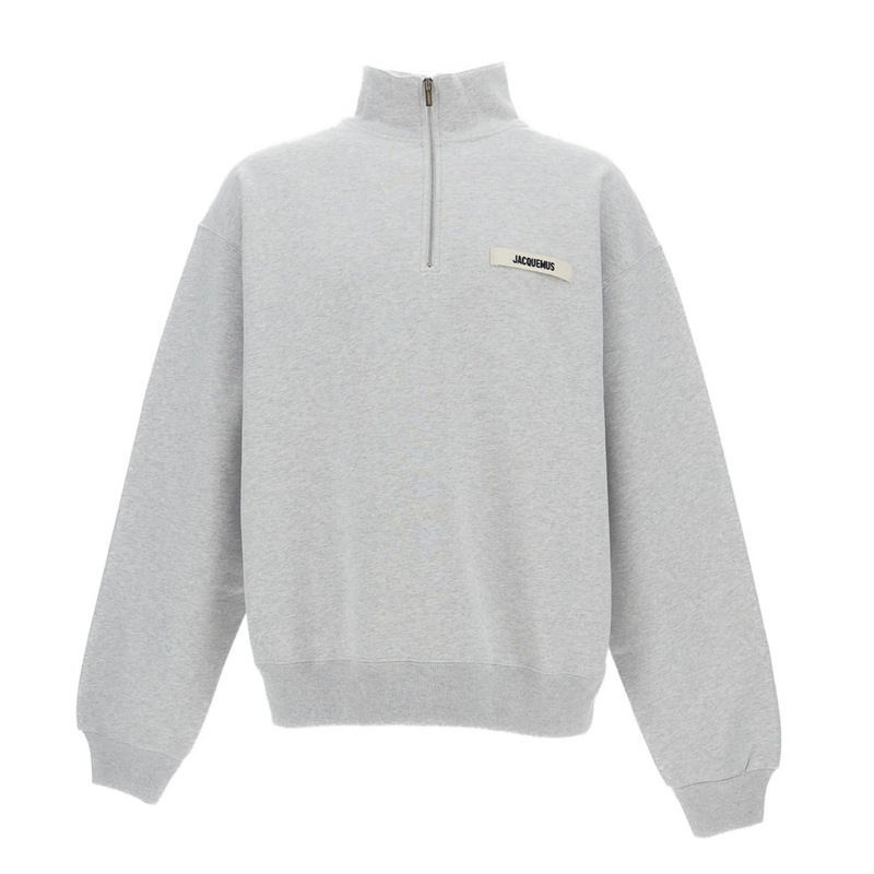 Jac 26Th Early Autumn New Half-Zip Stand-Collar Sweatshirt with Woven Logo, Retro Loose Fit, Unisex Top