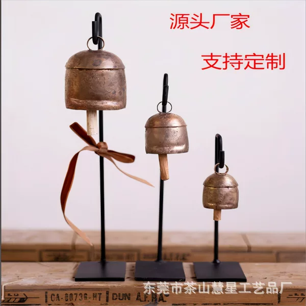 Iron Vintage Cattle Bell Hook Bracket Vintage Bell Stands Diy with Bell Bow