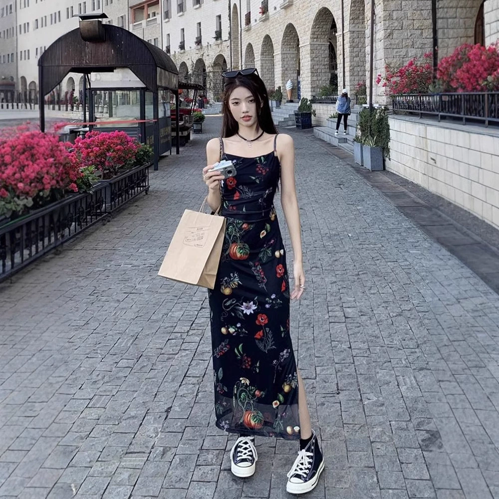 Трансграничная новая горячая девушка стиль темпераментный цветочный ремень платье женская весна и лето чувство высокого уровня, тонкая талия, короткая юбка