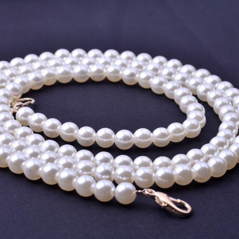 진주 목걸이 버클 진주 가방 체인 확장 여성 슬렁 어깨 끈 체인 모조 진주 가방 벨트 가방 액세서리